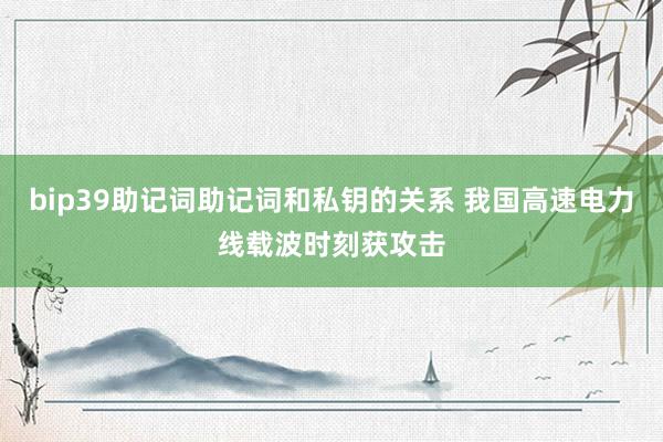 bip39助记词助记词和私钥的关系 我国高速电力线载波时刻获攻击